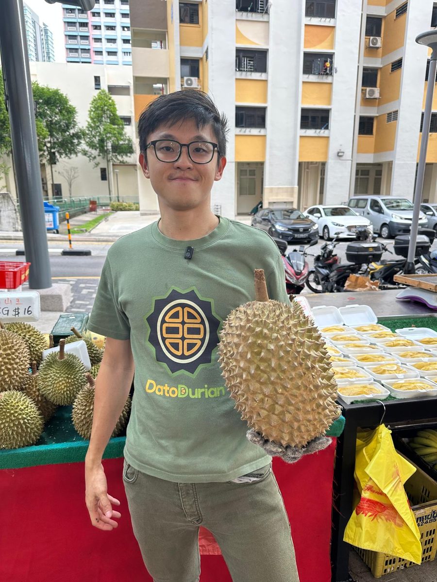 Bobby Sim at his durian stall in Singapore